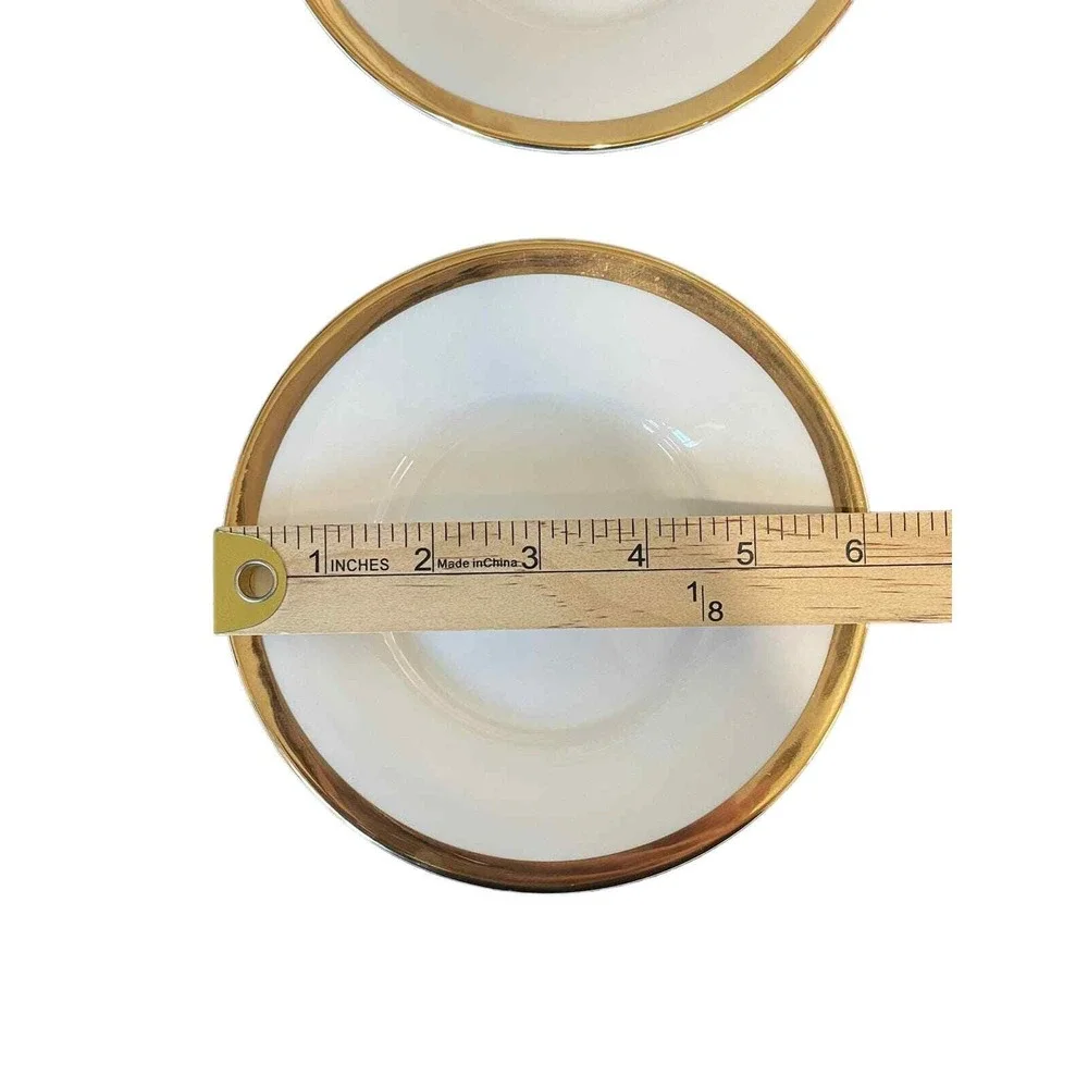 Pier 1 Gold‎ Rim Porcelain Dessert Plates Set 2 White Appetizer 6